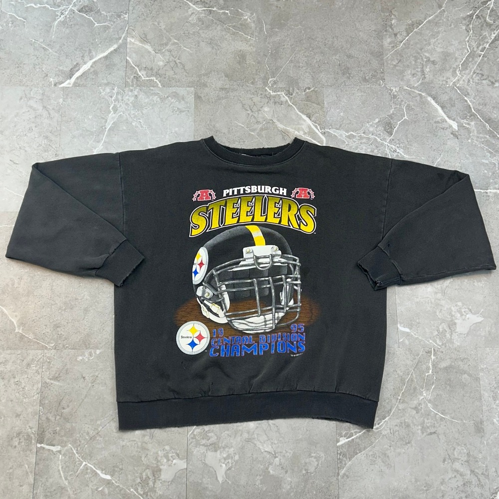90s Vintage Pittsburgh Steelers Sweatshirt Mens 2XL Distressed Pullover Crewneck